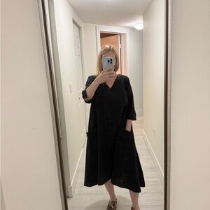 Matthildur seersucker Black Dress